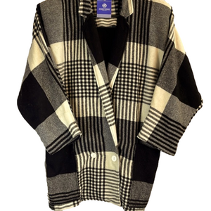 NWT❗️/Montreal CITIZEN VINTAGE/Black Cream Plaid /Sweater Blazer/ Oversize Small